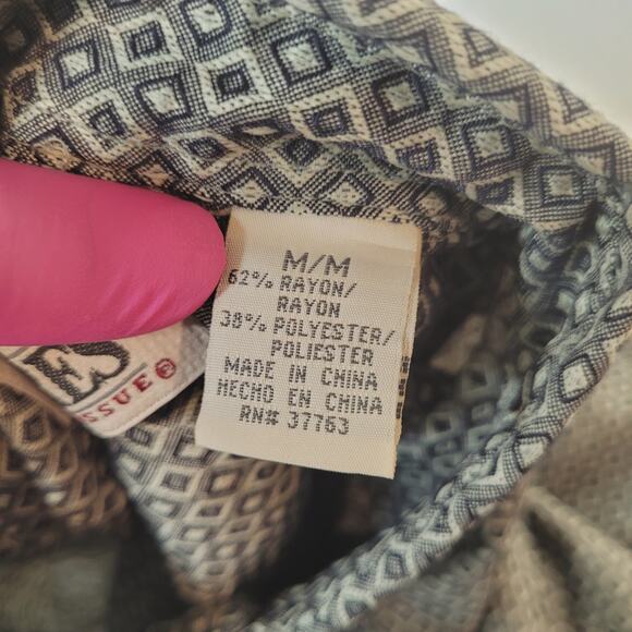 Natural Issue Shirt M VTG 90s Rayon Boxy Fit Oversized Geometric Mens Medium - Picture 5 of 6